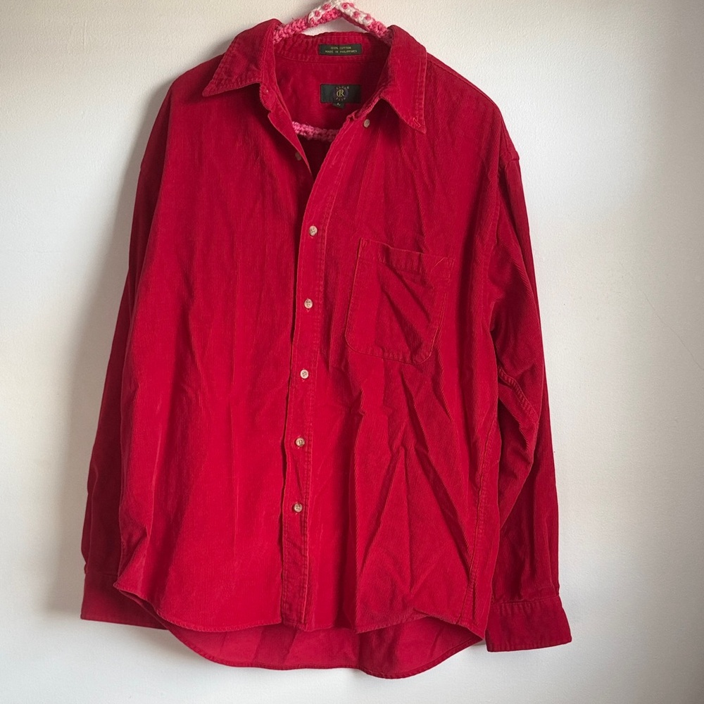Club Room Vibrant Red Casual Button-Down Shirt